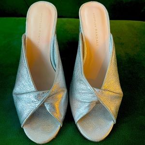 LOEFFLER RANDALL Laurel Crinkle Metallic Mule NYC heels